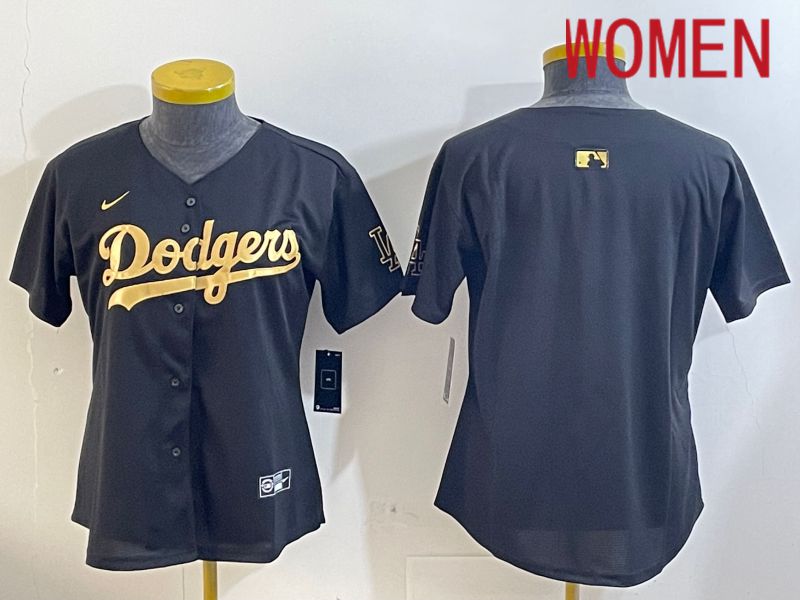 Women Los Angeles Dodgers Blank Black Gold Game 2024 Nike MLB Jersey style 12099